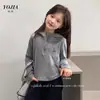 Camiseta YOJIA para Niñas 2026 Otoño Nueva Sudadera con Capucha Casual de Manga Larga Top Casual Infantil para Niños Mayores