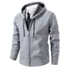 2026 Nuevo Cárdigan de Punto con Cremallera y Capucha de Terciopelo para Hombre, Grueso de Hilo, Suéter Cálido, Chaqueta Casual de Otoño e Invierno