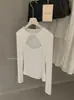 Camiseta de Manga Larga con Cuello Redondo, Ajustada, Hueca, Deconstruida y Retorcida, Estilo Puro Deseo, Moda Otoñal para Mujer 6927