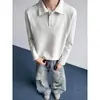Camisa polo estilo americano 2026 para homens e mulheres, camiseta de manga comprida desconstruída de outono com corte solto, peso pesado e sem capuz