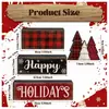 Rojo Navideño Cuadros Árbol de Navidad Apilados Letreros de Madera Adornos Festivos Retro Americano Mesa de Centro Adornos Decorativos de Madera