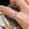 Nuevo Anillo Abierto de Zirconia Rosa con Lazo para Niñas Nicho de Alta Gama Lujo Ligero Super Hada Color Personalidad Accesorios Tesoro