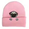 Chapéu de Tricô Bordado com Cabeça de Cachorro Transfronteiriço, Chapéu de Lã Tendência Personalizado para Casal, Chapéu Preto Quente de Animal para Homens e Mulheres