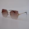 Novo estilo óculos de sol feminino estilo coreano moderno Rimless cristal aparado óculos de sol feminino UV-resistente às mulheres cravejado de diamante