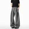 Calça Casual de Tecido com Pregas Finas 3D e Barra Curva, Estilo Americano, para Homens e Mulheres, Nova Coleção de Verão, Silhueta Solta, Elegante, Emagrecimento, Perna Larga, Longa