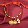 Pulsera de Cuerda Colorida del Festival del Bote del Dragón Pulsera Pequeña de Zongzi Cuerda para la Muñeca Joyería para el Primer Duanyang de los Niños Cuerda de Hilo Colorido Tejida a Mano Tendencia Nacional