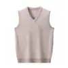 Chaleco de Lana de Color Sólido Otoño e Invierno Transfronterizo para Hombre, Suéter de Punto Básico con Cuello en V, Chaleco para Hombres de Mediana Edad y Mayores, Atuendo de Papá
