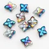 Colgante de cristal de flor de diamante con agujero recto de 10 mm para joyería hecha a mano DIY, accesorios decorativos, cuentas cuadradas con agujero, accesorios