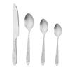 Juego de Cubiertos de Acero Inoxidable, Cuchara Apuntada Engrosada, Cuchara Redonda, Tenedor, Tenedor para Plato Principal de Filete de Hotel Estilo Occidental, Cucharita de Café con Mango Largo
