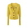 Cárdigan de Punto Retro Estilo Coreano con Cuello en V y Manga Larga para Mujer, Colección Otoño, Diseño Spicy Girl, de un Solo Botón, Ajustado
