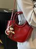 Moda 2025 Nuevo Diseño Casual Cuero Encerado al Aceite Bolso Cubo Portátil Simple Combinable Color Sólido Elegante Bandolera Bolso de Mujer