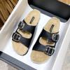 A263 Huidong Yixin Da Atmósfera de Otoño_ Lana Vintage Doble Hebilla Felpa Suela Gruesa Birkenstock Pantuflas Peludas para Mujer Uso Exterior
