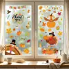Pegatinas Electrostáticas para Vidrio de Acción de Gracias de Otoño Transfronterizas con Patrones de Pavo, Calabaza y Hojas, Decoraciones Desmontables con Temática de Cosecha para Tiendas