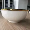 Atacado Tigela de Cerâmica Banhada a Ouro Tigela Multiuso com Borda Dourada 4,5'' e 7'' Borda Dourada Tigela Versátil