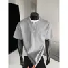 Camiseta de Verano para Pareja Estilo Retro Americano Pesada Falsa de Dos Piezas Manga Corta Bloques de Color Marca de Moda Camiseta de Manga Corta con Cuello Redondo para Hombre