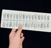 Uñas Postizas Portátiles Más Vendidas Transfronterizas Gradiente Metálico Champagne Blanco Lechoso Estilo Francés Chapado en Oro Adornadas con Diamantes Uñas Postizas Cortas Pegatinas para Uñas