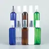 Botella cuadrada de hombros redondos de 100 ml con bomba de polvo, bomba de loción, empaque cosmético, champú, leche corporal, botella vacía de PET dividida