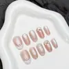 Patas de Gato Francesas Olho de Gato Unhas Usáveis Adesivos de Nail Art Esmalte em Gel Spray Pintado Pontas de Unha Pré-feitas Contas de Vidro Venda por Atacado Nail Art