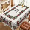Toalha de Mesa Decorativa para Cena de Árvore de Natal Venda Quente Transfronteiriça Papai Noel Floco de Neve Boneco de Neve Impermeável Capa para Mesa de Jantar