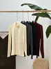 Camiseta Base de Canalé Ajustada de Cuello Medio Clásica Sez para Otoño e Invierno, Hombro Normal, Corte Ajustado, Uso Diario para el Trabajo, Adelgazante