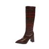 Botas de Moda de Punta Fina con Tacón Alto Delgado Transfronterizas Otoño Nuevo Tacón Grueso Talla Grande Cremallera Lateral Botas de Comercio Exterior para Mujer