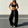 Amazon Ropa de Mujer Europea y Americana Transfronteriza Verano 2026 Pantalones de Pierna Recta Sueltos de Cintura Alta Pantalones de Chándal Deportivos Casuales Largos para Mujer