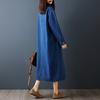 Vestido Chemise Longo de Manga Longa Outono/Inverno 2026 Estilo Coreano Estilo Relaxado Retrô Emagrecedor Vestido Longo Jeans
