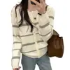Suéter de Punto con Rayas para Mujer Otoño Chaqueta Cardigan Tejida Estilo Nuevo 2025 Ropa de Principios de Otoño Top