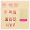 Uñas Postizas Europeas Francesas Estampado de Leopardo Rosa Al por Mayor Flor Tubería de Agua Uñas Postizas Al por Mayor Arte de Uñas Uñas Postizas