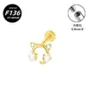 Nuevo Stud para Labio de Aleación de Titanio G23 Piercing con Rosca Interna de Fondo Plano Joyería Stud para Hélice Auricular Estilos Plateado y Dorado Venta al por Mayor