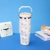 Taza de coche transfronteriza de 30 oz, asa exterior, portátil, taza aislada de acero inoxidable de gran capacidad con pajilla, diseño personalizable