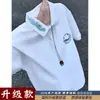 Polo bordado estilo retro americano, manga corta para hombre, estilo verano, elegante y sofisticado, camiseta de manga corta con cuello rígido resistente