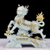 Un Par de Adornos de Kirin Atractores de Fortuna y Potenciadores de Bendiciones para Entrada de Oficina, Sala de Estar, Decoración Feng Shui, Artesanías, Ceremonia de Inauguración, Regalos de Inauguración