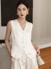 Conjunto de Chaleco sin Mangas con Textura de Acetato y Pantalones Casuales para Mujer, Tacto de Satén de Alta Gama, Cintura Elástica, Pantalones de Pierna Ancha