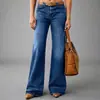 Calça jeans feminina de retalhos estilo americano para primavera e outono de 2026, afunilada e elegante, lavada, atacado