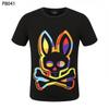 Psy Venta al por Mayor Marca Americana de Moda Cho Bun Camiseta Colorida Calavera Conejo Degradado Estampado de Letras Estilo de Pareja Manga Corta Ny