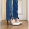 Estilo francês bico quadrado salto grosso Mary Jane sapatos de camada única femininos 2024 novo estilo retrô fivela de uma palavra boca rasa sapatos de salto alto