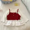 Camiseta de Manga Larga para Niña Otoño 2026 Nueva Elegante Camiseta Básica Bebé Falso Dos Piezas Top Ropa para Niños Primavera y Otoño Camiseta