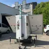 Farol móvel movido a energia solar montado em reboque 7m elevação manual iluminação LED torre de luz solar