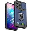 Adequado para Capa de Celular iPhone 14 Pro Max com Suporte, Suporte de Anel, Compartimento para Cartão, Janela Deslizante, Atração Magnética, Anti-Impressão Digital, Dois em Um