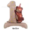 Nuevo globo de foil con número 1 de oso de pie mate estilo coreano para decoración de fiesta de cumpleaños infantil