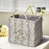 Cesta de Almacenamiento de Tela Estilo Hogareño Pastoral Coreano Transfronteriza para Ropa y Artículos Varios, Patrón Floral con Asa para Almacenamiento de Ropa Interior