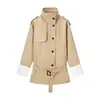 Comercio Exterior Ropa de Mujer 2026 Primavera Nuevo Estilo Moda Europea y Americana Elegante Puños con Bloques de Color Gabardina de Longitud Media