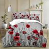 Textil Hogar Personalizado Transfronterizo Serie Floral de Tres Piezas Funda Nórdica 3D Comercio Exterior Ropa de Cama Impresión Digital