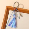 Chaveiro de borla feito à mão, nó de milho degradê estilo chinês, acessório de pingente de borla trançada DIY, atacado