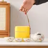Horno Ru Caqui Ruyi Tetera de Mano Set de Té de Viaje con Tetera de Cerámica Agrietada Logo del Set de Té de Viaje Disponible