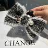 Horquilla estilo Chanel con clip de perla que combina con todo, con forma de tiburón en la parte posterior, horquilla con temperamento, exquisita horquilla con lazo para tocado.
