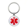 Llavero Estrella de la Vida Logo Médico Colgante de Advertencia para Diabéticos Metal Anillo de Llave Accesorios