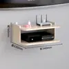 Conjunto de Gabinete de TV de Madeira Maciça Suporte de Parede sem Furos para Decodificador Decoração de Parede para Sala de Estar Quarto Caixa de Armazenamento para Roteador
