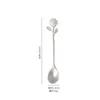 Tenedor y Cuchara de Girasol de Acero Inoxidable Venta al por Mayor Vajilla Creativa Cuchara para Remover Postre Pastel Café Souvenir Cuchara Pequeña